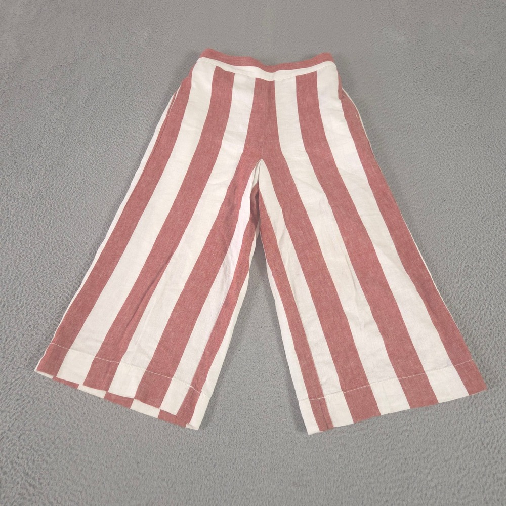 Madewell Pants Womens S Multi Huston Pull-On Crop Bold Stripe Wide Leg Linen